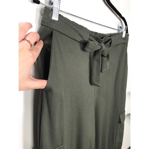 New Badgley Mischka Women's L Olive Green Jogger Pants Cargo Belt Comfy Everyday - Picture 3 of 12
